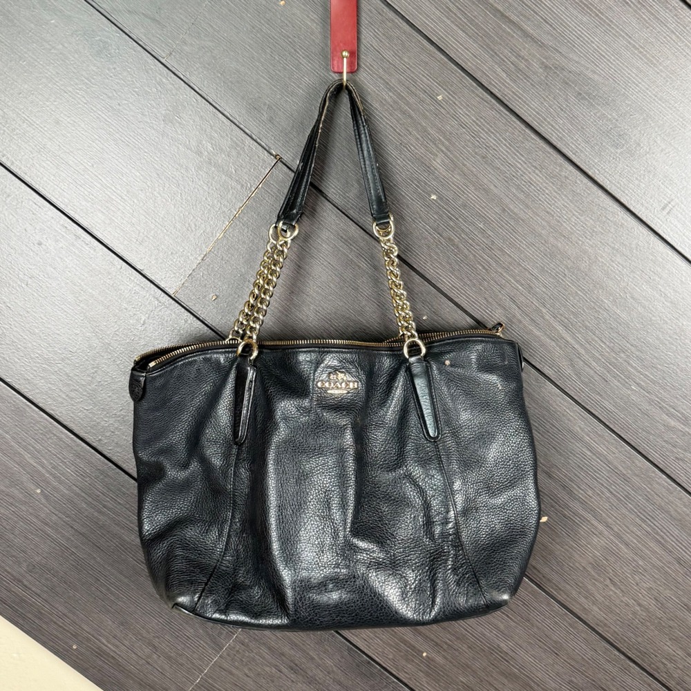Coach G1732-F22211 Black Leather Chain Shoulder Tote Bag Project Repair